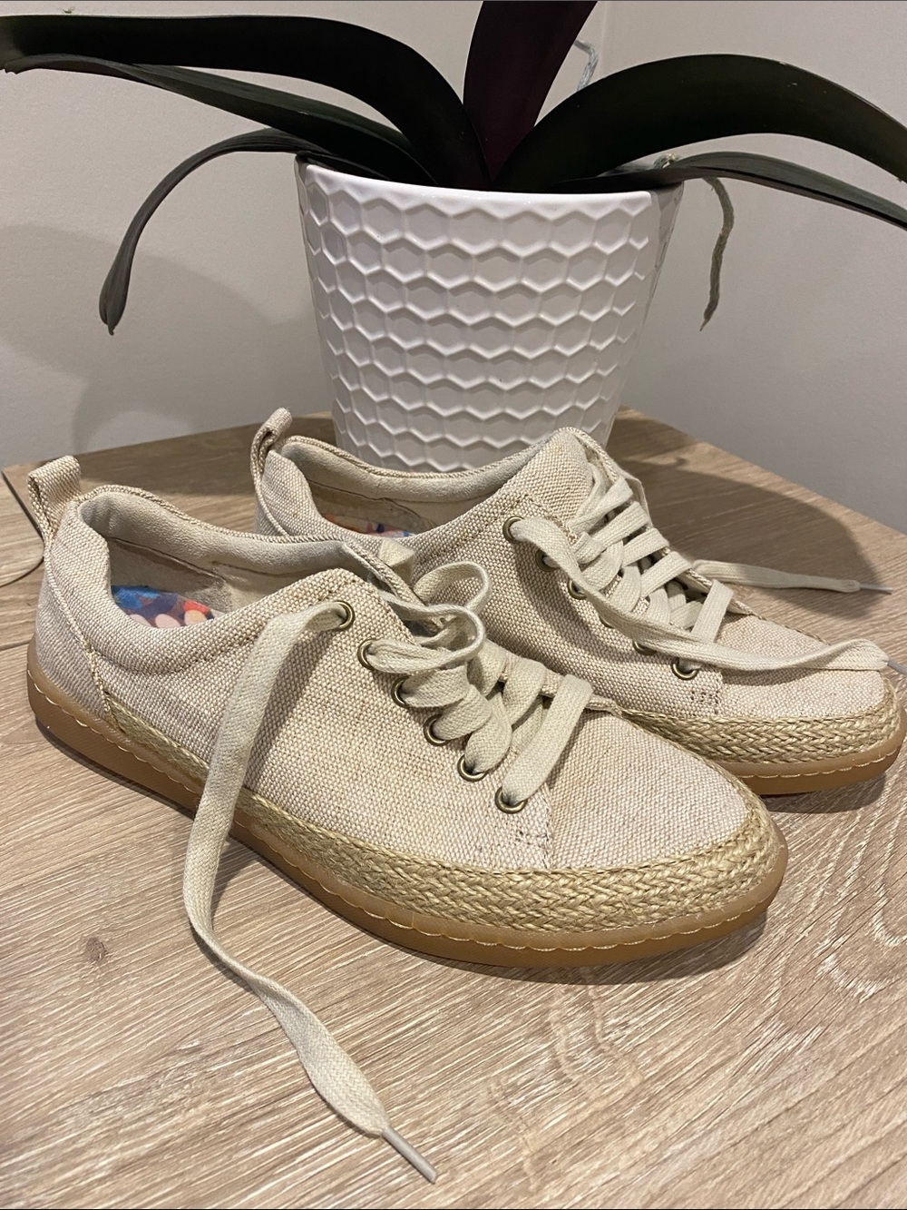 Born Natural Beige Canvas Espadrille Sneakers